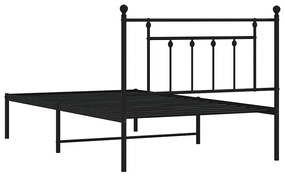 Estrutura de cama com cabeceira 100x200 cm metal preto