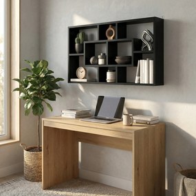 Estante de Parede Decorativa para Livros CDs com 8 Cubos 85x14,5x47,5 cm Preto