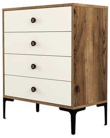 Cômoda Lizbon500 – Nogueira/Creme – 76x90,7x40 cm