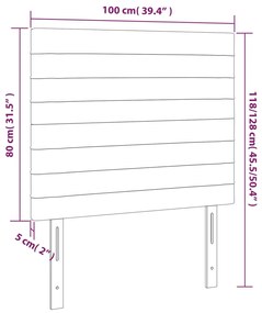 Cabeceira cama c/ LED tecido 100x5x118/128 cm azul