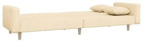 Sofá-cama 2 lugares com duas almofadas tecido cor creme
