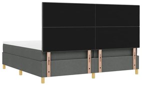 Cama Box com Colchão &amp; LED Cinza Escuro 200x200 cm Tecido