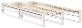 Cama sem colchão 90x200 cm madeira de pinho maciça branco