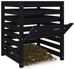 Caixote de compostagem 63,5x63,5x77,5 cm pinho maciço preto