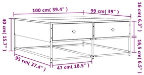 Mesa de centro 100x99x40 cm derivados madeira cinzento sonoma