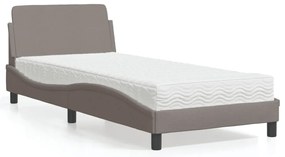 vidaXL Cama com colchão 90x190 cm tecido castanho-acinzentado