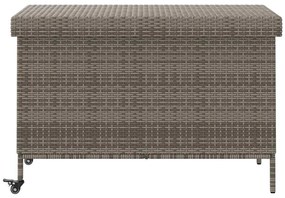 Caixa de arrumação com rodas 110x55x73 cm vime PE cinzento