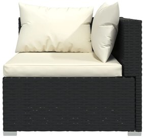 4 pcs conjunto lounge de jardim c/ almofadões vime PE preto