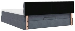 moldura de cama otomana vidaXL com colchão cinza escuro veludo
