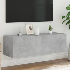 vidaXL Móvel de parede p/ TV c/ luzes LED 100x35x31 cm cinza cimento