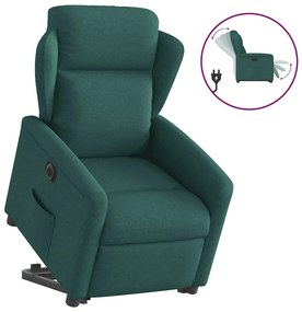 vidaXL Poltrona reclinável elevatória elétrica tecido verde-escuro
