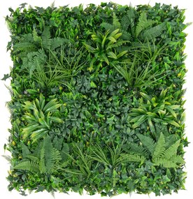 Conjunto 4 peças de painéis de sebes artificial 50 x 50 cm com várias folhas Painel de parede de relva de proteção solar para interior e exterior Verd