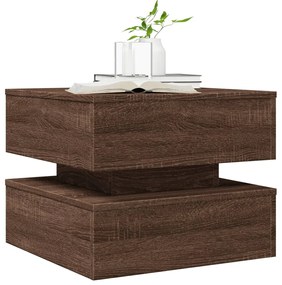 Mesa de centro com luzes LED 50x50x40 cm carvalho castanho