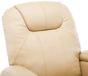 Cadeira de massagem reclinável couro artificial creme