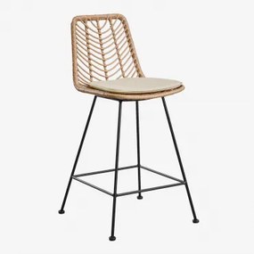 Pacote De 2 Bancos Altos Em Rattan Sintético Gouda Natural Natural & Negro & ↑65 Cm & Beige Creme - Sklum