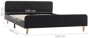 Estrutura de cama 160x200 cm serapilheira cinzento-escuro