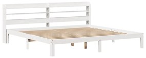 Estrutura de cama com cabeceira 180x200cm pinho maciço branco