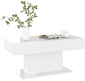 Mesa de centro 96x50x45 cm contraplacado branco brilhante