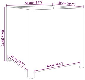 Vaso/floreira de jardim 50x50x50 cm aço verde azeitona