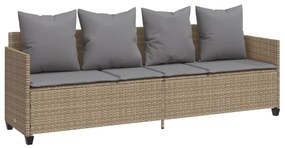 5 pcs conjunto de sofás p/ jardim com almofadões vime PE bege