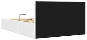Cama hidráulica c/ arrumação LED 120x200cm couro artifi. branco