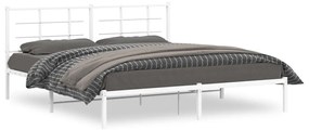 vidaXL Estrutura de cama com cabeceira 180x200 cm metal branco