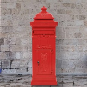 43891 vidaXL Caixa correio coluna vintage alumínio inoxidável vermelho
