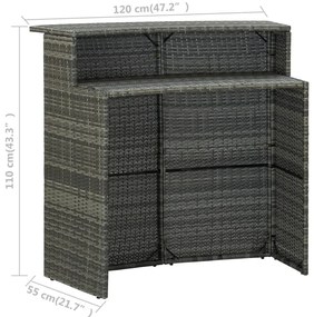 5 pcs conjunto de bar para jardim com almofadões cinzento