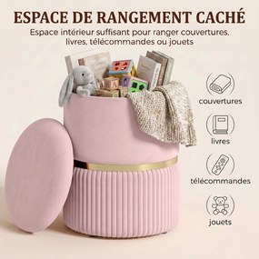 Pufe, banco, apoio para os pés e baú de arrumação em veludo canelado, 36 x 36 x 44 cm, para sala de estar e quarto, cor rosa