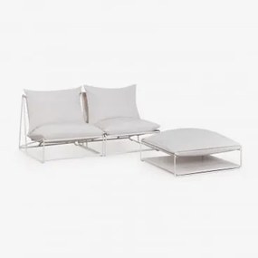 Sofá Modular De Jardim De 2 Peças E Puff Conversível Amaro Gardénia Branco - Sklum