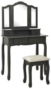 Conj. toucador com banco 80x69x141 cm madeira paulownia cinza