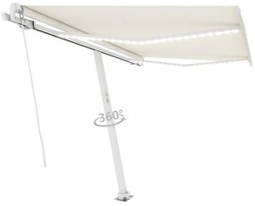 Toldo retrátil manual com LED 350x250 cm cor creme