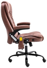 Cadeira massagens p/ escritório couro artificial castanho-claro