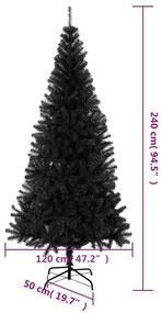 Árvore de Natal artificial com suporte 240 cm PVC preto
