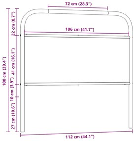 Cabeceira de cama 107cm derivados madeira/aço carvalho castanho