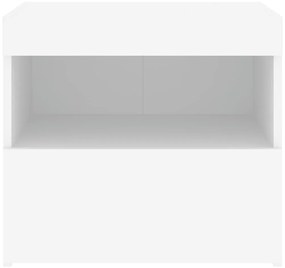 Mesas de cabeceira c/ luzes LED 2 pcs 50x40x45 cm branco