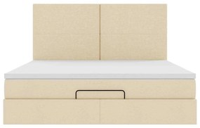 Estrutura de cama otomana com colchão tecido creme 160x200cm