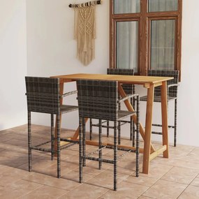vidaXL 5 pcs conjunto de bar para jardim cinzento