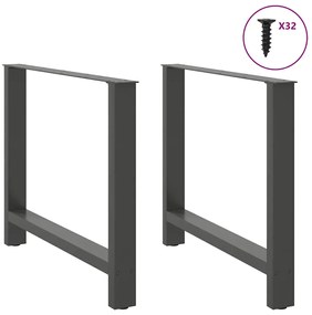 Pés para mesa de jantar antracite 2 peças 100x(72-73) cm aço