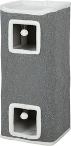 Torre para gatos de 4 níveis, árvore para gatos estável com bolas de brincar, plataforma superior com rebordo em pelúcia, 41 x 41 x 100 cm, cinzento