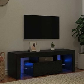 Rack de TV vidaXL com Luzes LED Carvalho Preto 120x35x40 cm