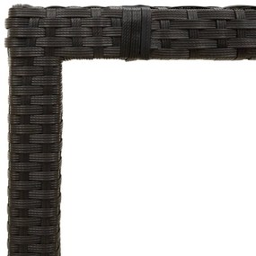 Mesa de jardim com tampo de vidro 190x90x75 cm vime PE preto