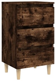 Mesas cabeceira pernas madeira 2pcs 40x35x69 cm carvalho fumado