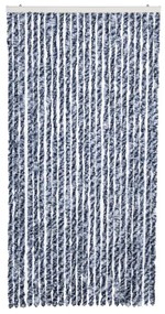 Cortina anti-insetos 100x220 cm chenille azul, branco, prateado