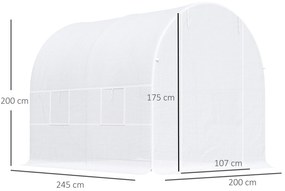 Estufa Tipo Túnel 245x200x200cm Estufa de Jardim com Portas Enroláveis
