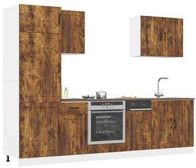 vidaXL 7 peças armário de cozinha conjunto Lucca carvalho fumado