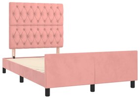 Estrutura de cama com colchão 120x190 cm veludo rosa