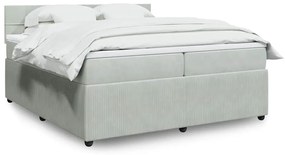 vidaXL Cama com molas/colchão 200x200 cm veludo cinzento-claro