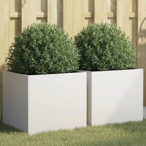 vidaXL Vasos/floreiras 2 pcs 42x40x39 cm aço branco