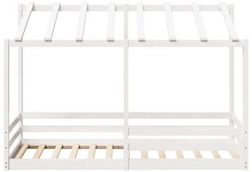 Cama infantil com telhado 90x200 cm pinho maciço branco